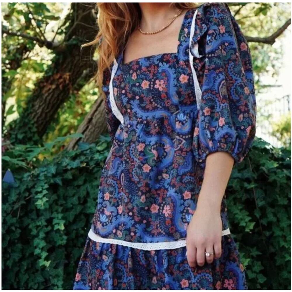 Smith & Quinn Mood Dress Cherry Bomb Print Ruffle Prairie Vibes Size small